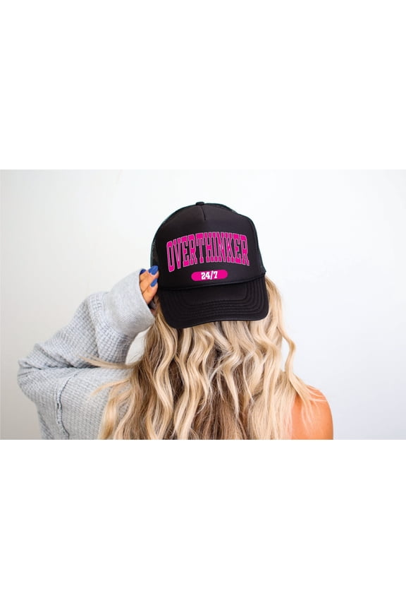 Designs- Overthinker 24/7 Black Unisex FoamTrucker Hat