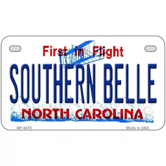 Southern Belle North Carolina Novelty Metal License Plate 7" x 4" Motorcycle