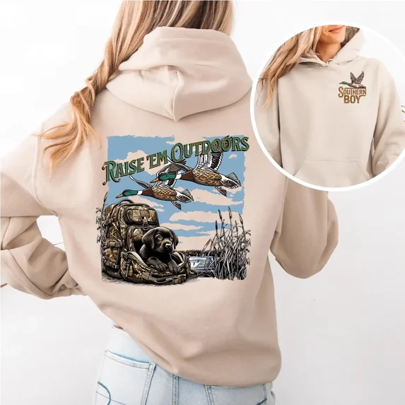 Southern Boy Duck Hunting Hoodie – Hunting Season Sweatshirt Gift for Dad Mom Brother Hunter, Outdoor Camouflage Hoodie for Hunting Lovers