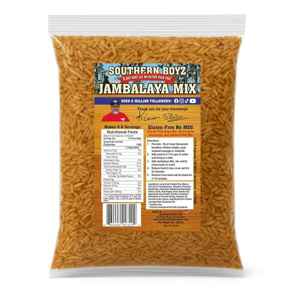 Southern Boyz Seasonings Jambalaya Mix With Rice, 8 Ounce Bag