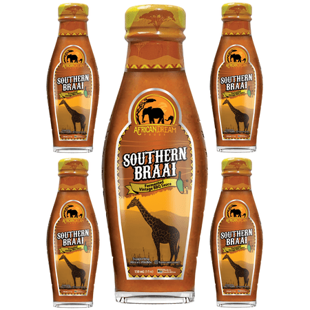 Southern Braai Fermented BBQ Sauce by African Dream Foods | All-Natural Barbecue Sauce Made in Africa | 5 fl oz Glass Bottle | 5-Pack