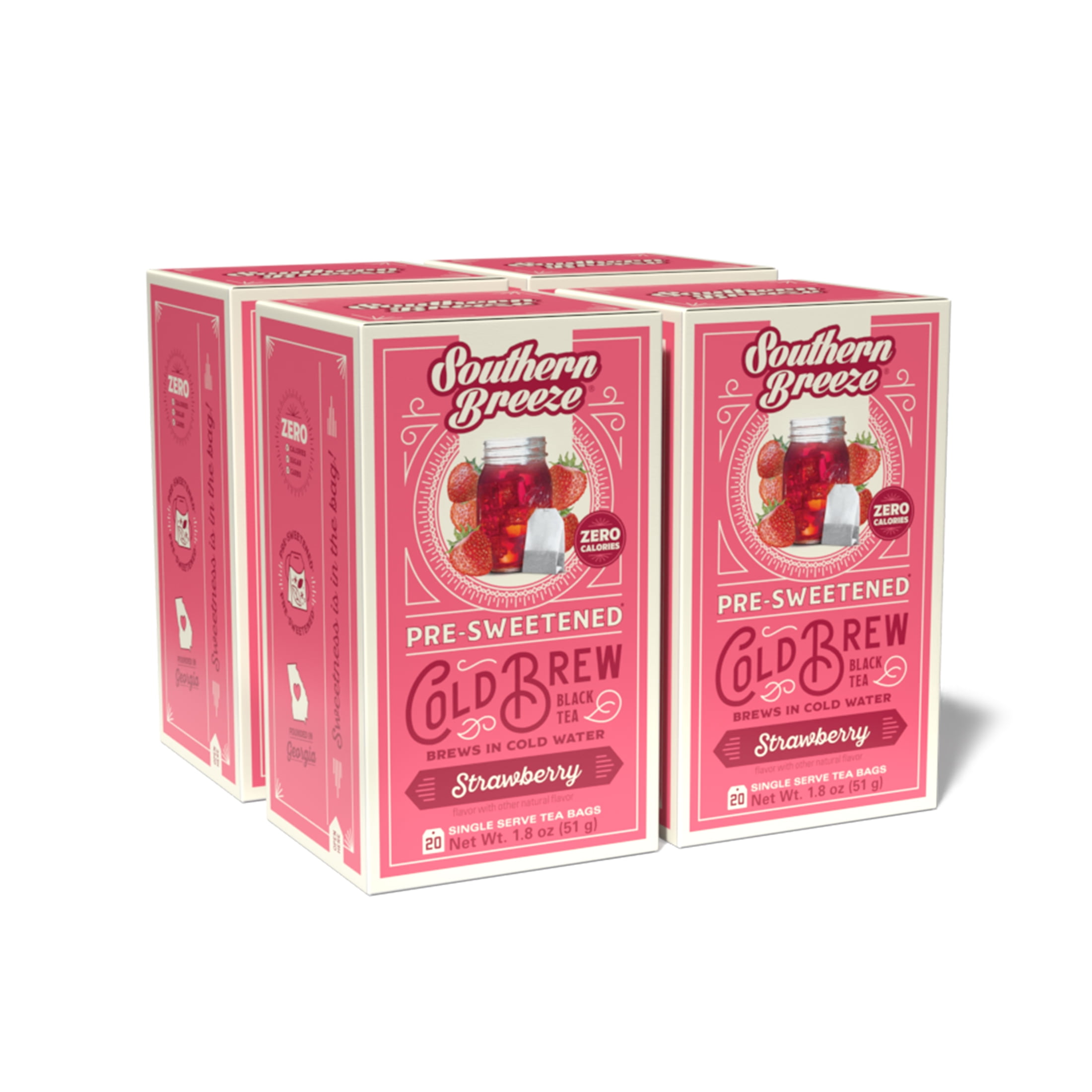Southern Breeze Cold Brew Sweet Tea Strawberry Iced Tea with Black Tea
