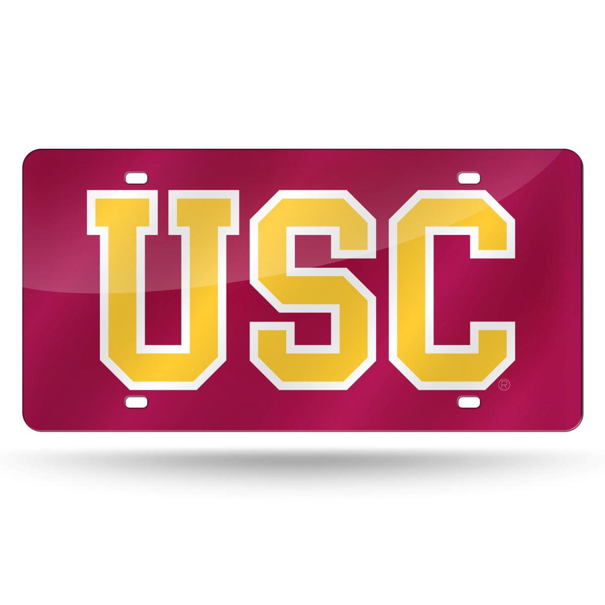 Southern Cal USC Trojans Mirrored Laser Cut License Plate Laser Tag