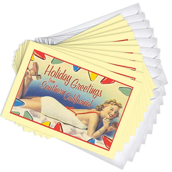 Southern California Girl Hometown Holiday Greeting Cards | 36 Pack Bulk Set (4x6)