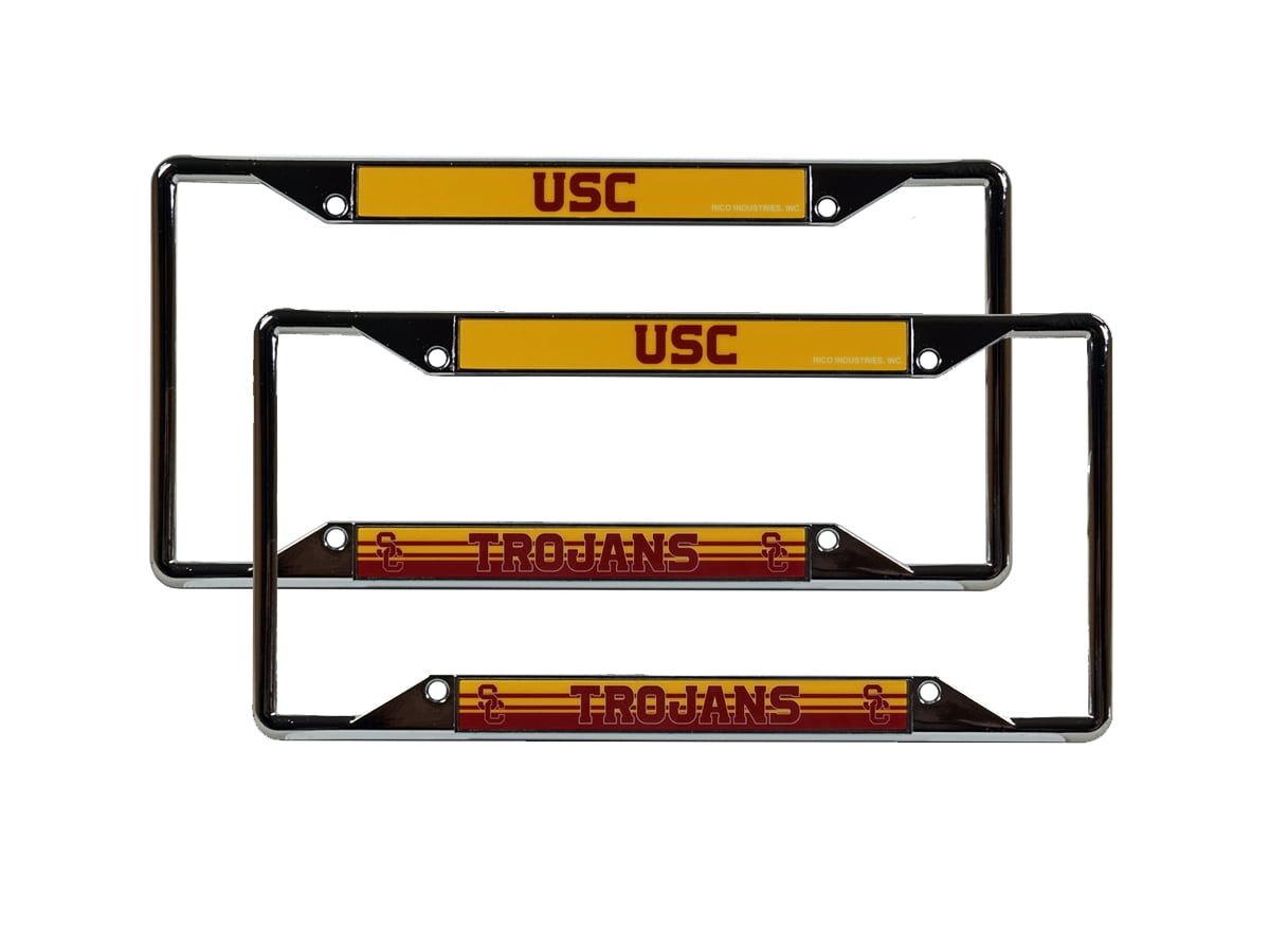 USC TROJANS" License Plate Frame, Custom Made Of Chrome Plated