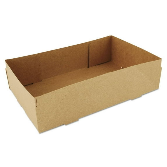 8.63 in. x 5.5 in. x 2.25 in. 4-Corner Pop-Up Food and Drink Tray - Brown (500/Carton)