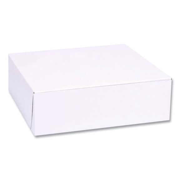 8 in. x 2.5 in. x 8 in. Standard Paper One-Piece Non-Window Bakery Boxes - White (250/Bundle)