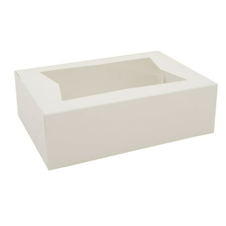 Southern Champion Window Automatic 1-Piece 6-Corner Beers Full Top Bakery Box White, 8" Length x 5.75" Width x 2.5" Depth, Solid Bleached Sulfate Paperboard | 200/Pack