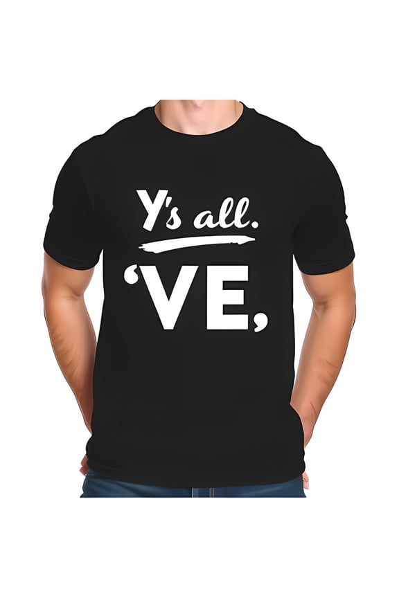 Southern Charm Cotton Short Sleeve T-Shirt - Bold 'Y's all VE' Graphic Design Casual Comfort Minimalist Style