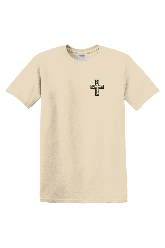 Southern Charm Fishing Camo Cross Antlers and Bass for Faithful Adventure Outdoor Southern Christian Statement T-shirt