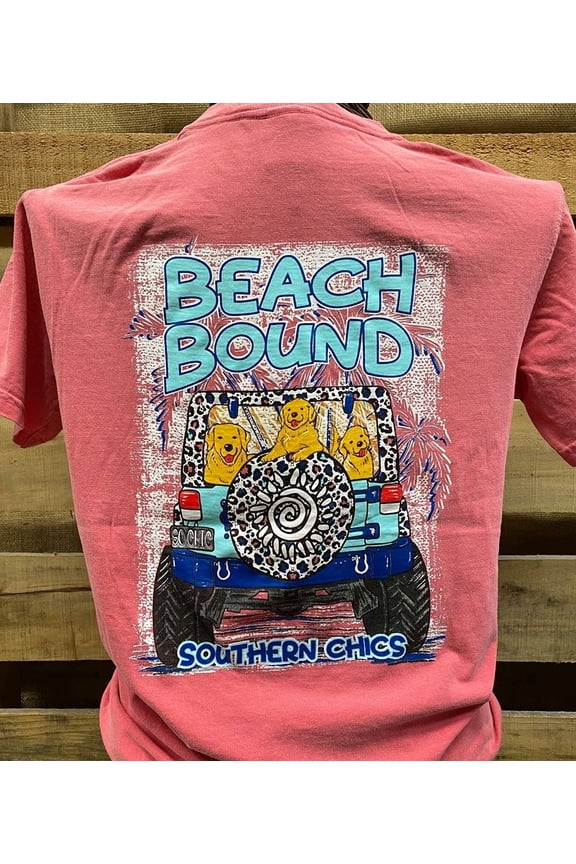 Southern Chics Apparel Beach Bound Dog Girlie Bright T Shirt
