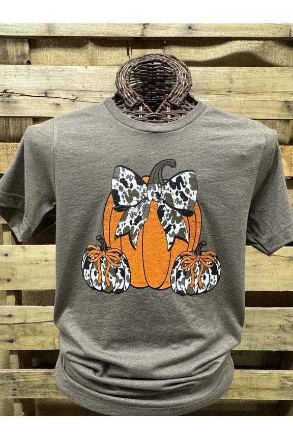Southern Chics Apparel Cowhide Pumpkin Fall Canvas T-Shirt