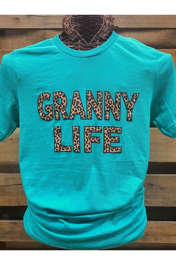 Southern Chics Apparel Granny Life Leopard Grandma Canvas Girlie Bright T Shirt