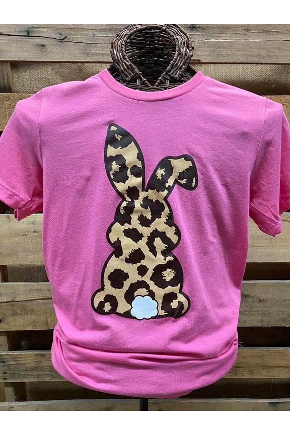 Southern Chics Apparel Leopard Bunny Rabbit Easter Canvas Girlie Bright T Shirt