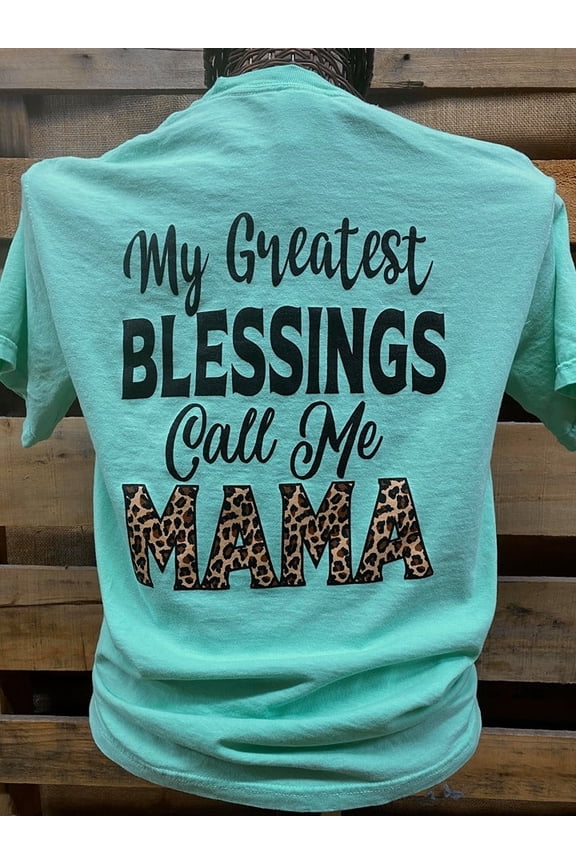 Southern Chics Greatest Blessings Call Me Mama Mom Leopard T Shirt