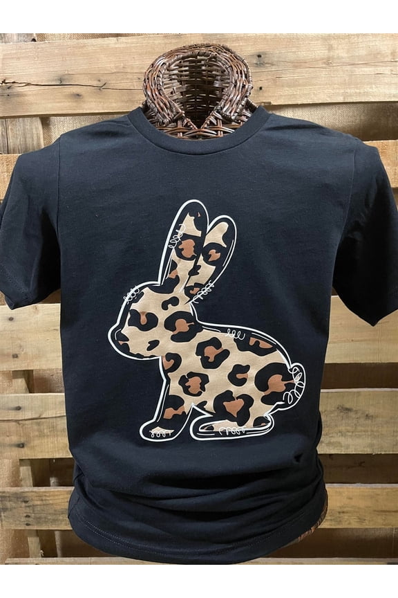 Southern Chics Leopard Easter Bunny Canvas T-Shirt