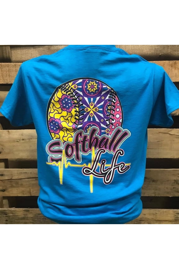 Southern Chics Softball Life Sports Girlie Bright T Shirt