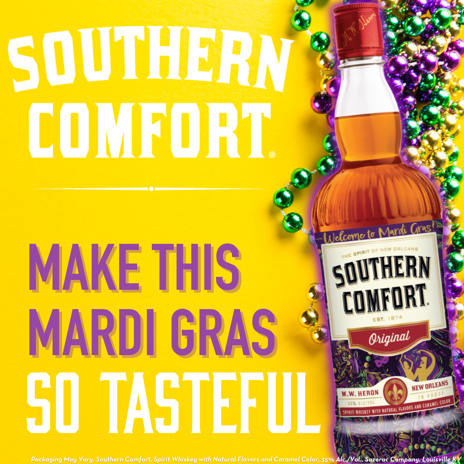 Southern Comfort Original Whiskey, 750ml Alcohol Liquor, 35