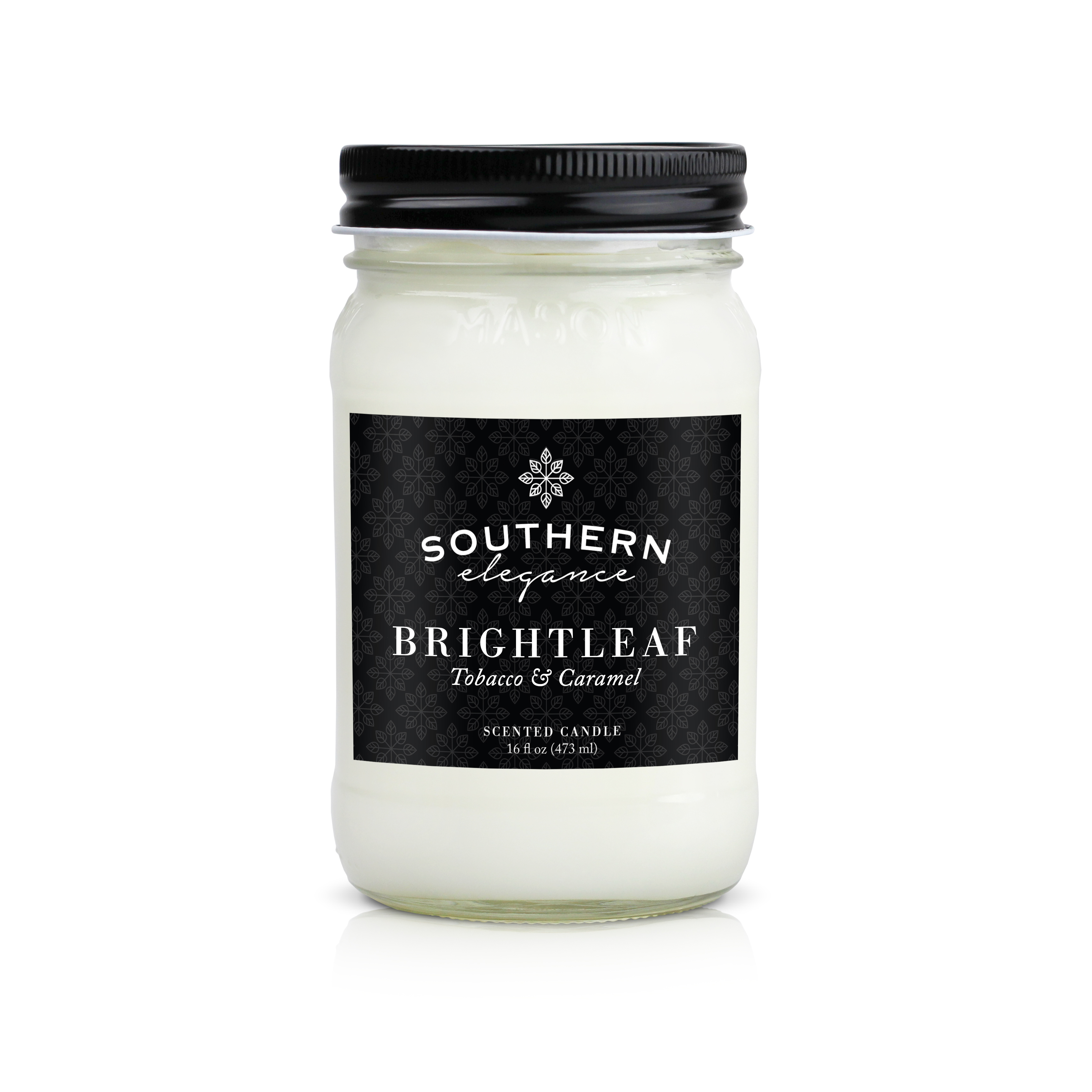 Southern Elegance Brightleaf: Tobacco and Caramel 16 oz Mason Jar Scented Candle
