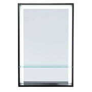 Southern Enterprises 30" Black Contemporary Wooden Framed Rectangular LED Lighted Wall Mirror with