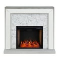 thumbnail image 1 of Southern Enterprises 33.25" Silver and White Antique Mirrored Smart Fireplace with Alexa Technology, 1 of 5