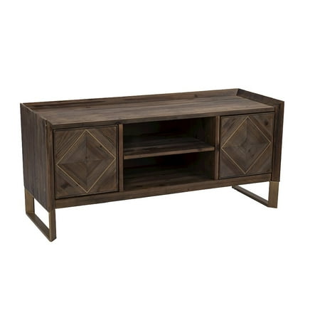 SEI Furniture - Astorland Reclaimed Wood Media Console - Reclaimed wood and antique brass finish