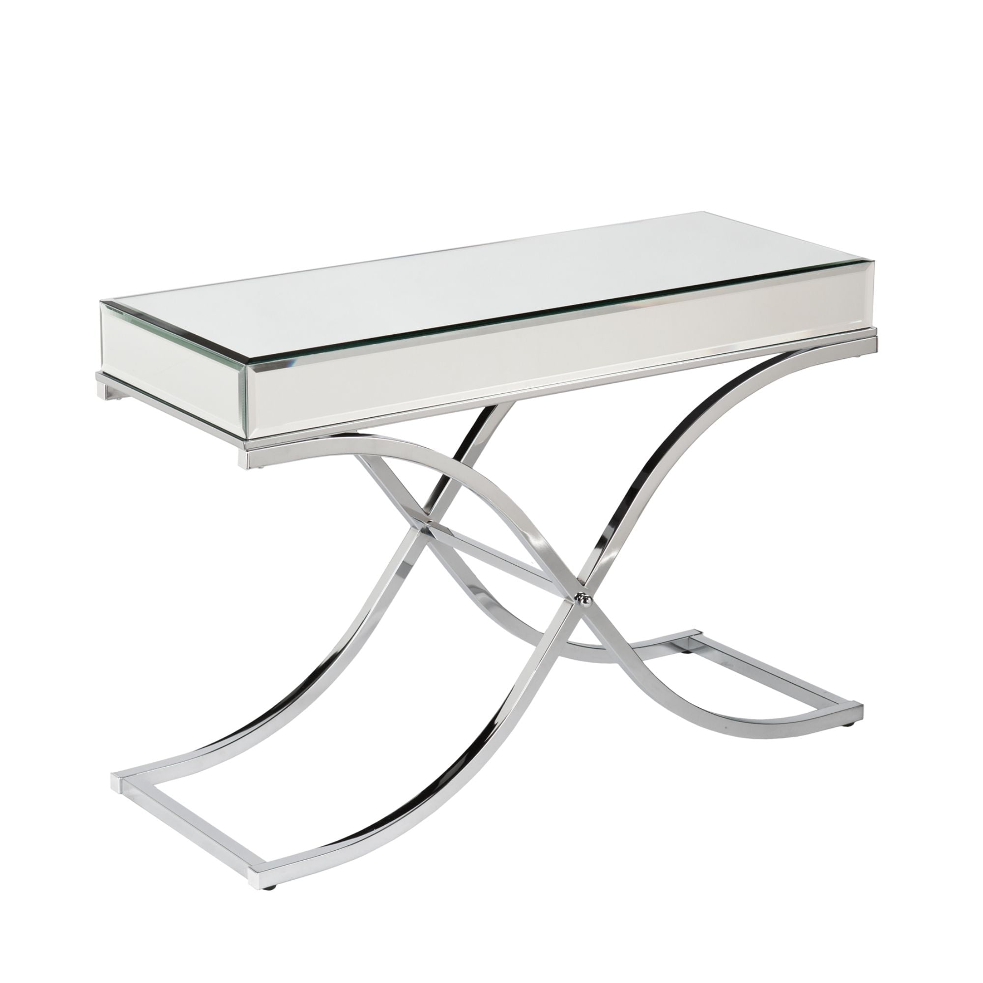 Ava 42.25" Chrome and Mirrored Glam Console Table