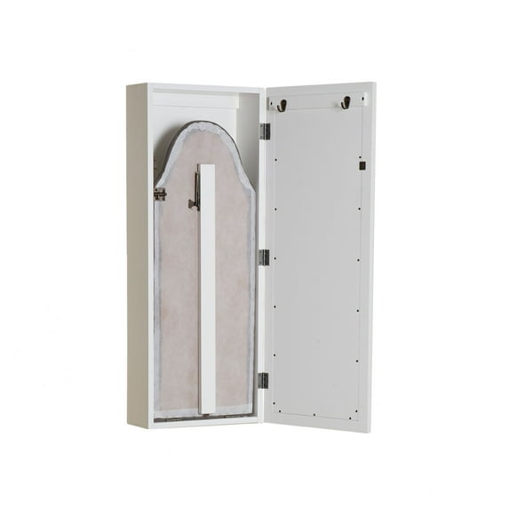 Southern Enterprises 42" White Rectangular Wall Mount Ironing Center with Storage Shelves