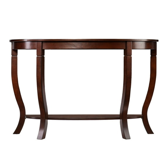 Southern Enterprises 48" Brown Classic Style Demilune Console Table with Shelf