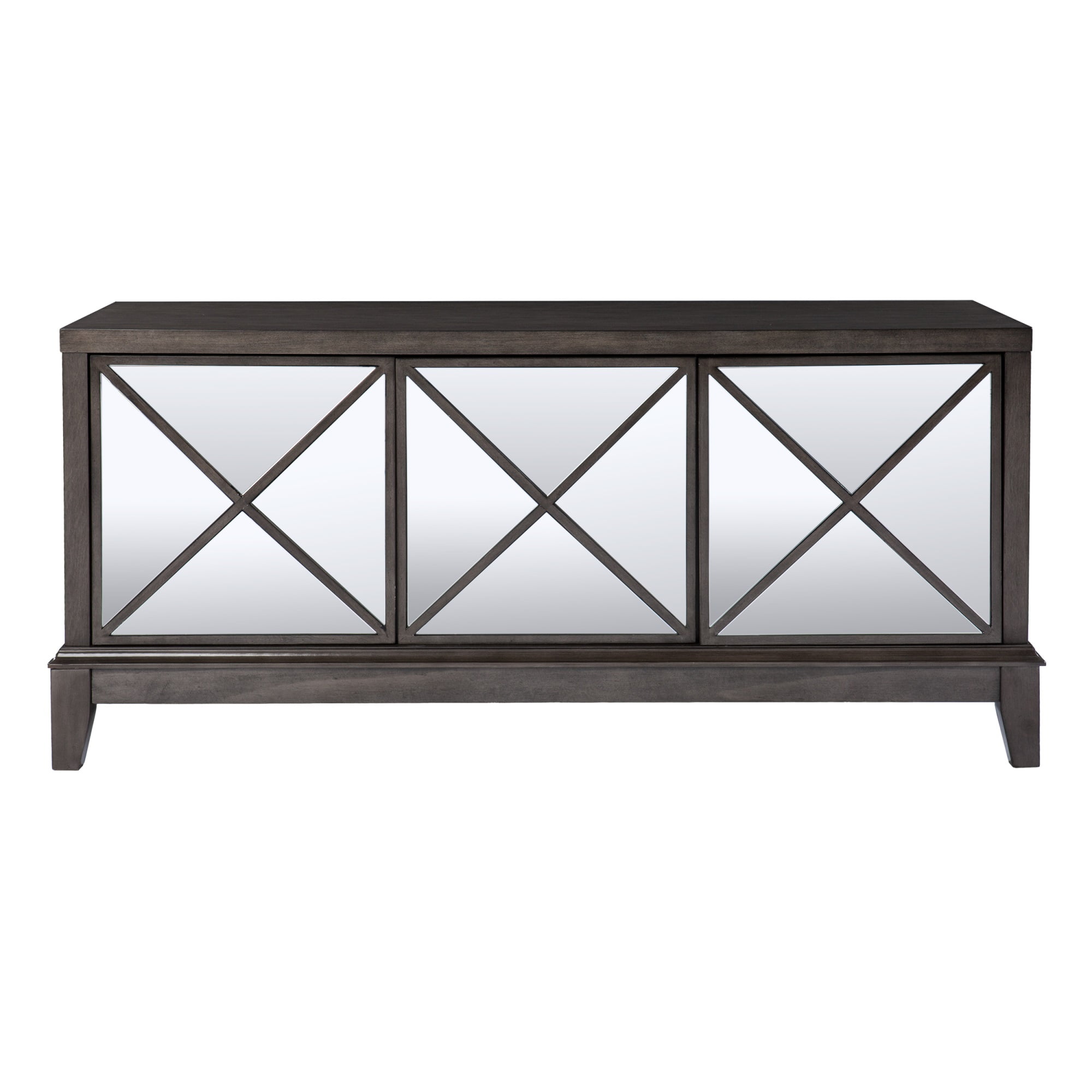 Transitional 50" Brown Mirrored Media Cabinet with Storage