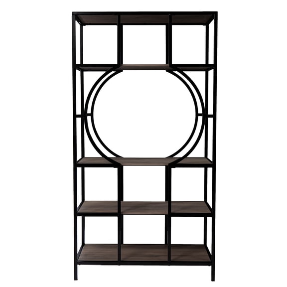 Southern Enterprises 68.25" Black and Brown Contemporary 5-Tier Bookcase