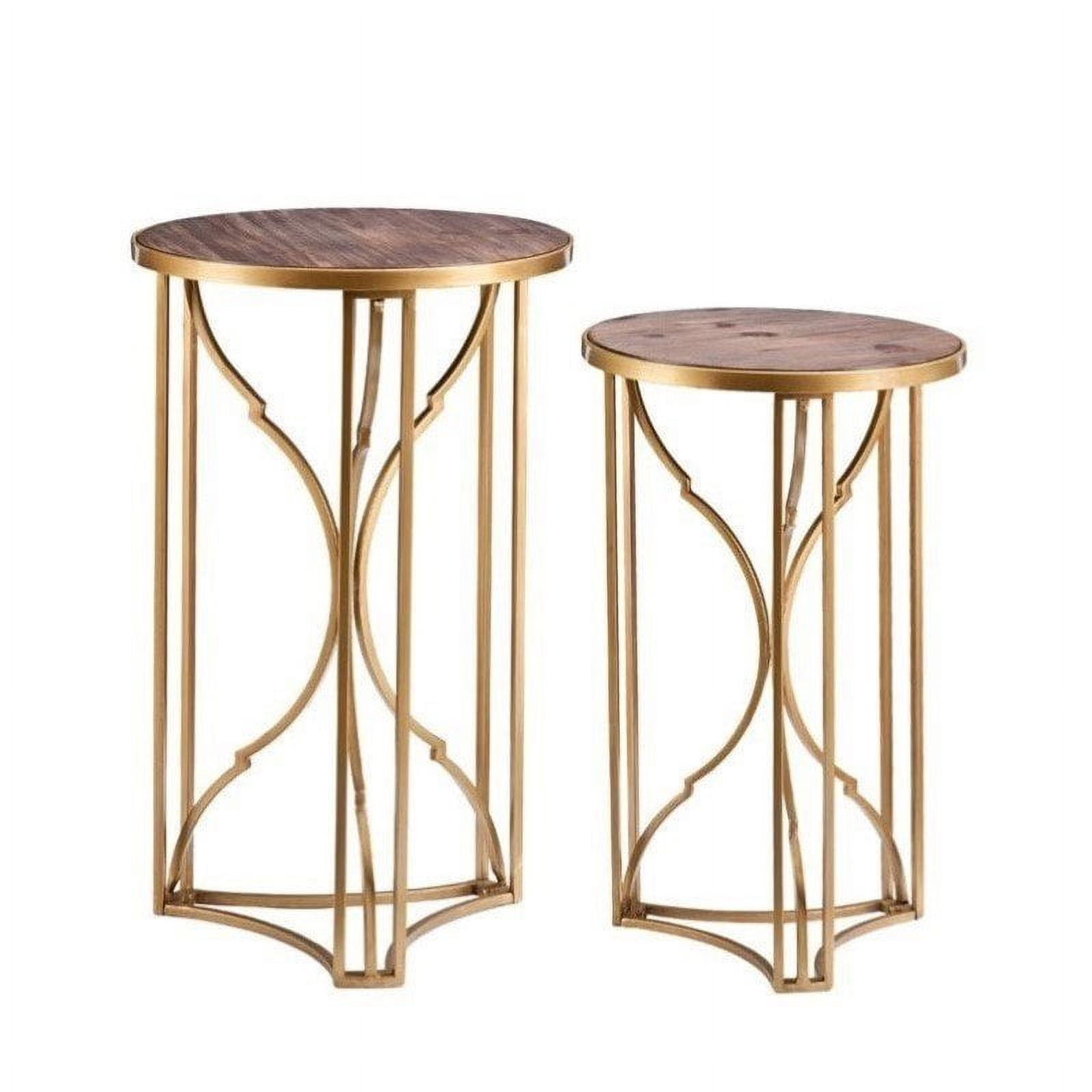 Southern Enterprises Alaina 2 Piece Accent Nesting Table Set in Gold ...