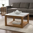thumbnail image 1 of Southern Enterprises Chanellie Transitional Faux Marble Top Wood Coffee Table, White/Natural, 1 of 8