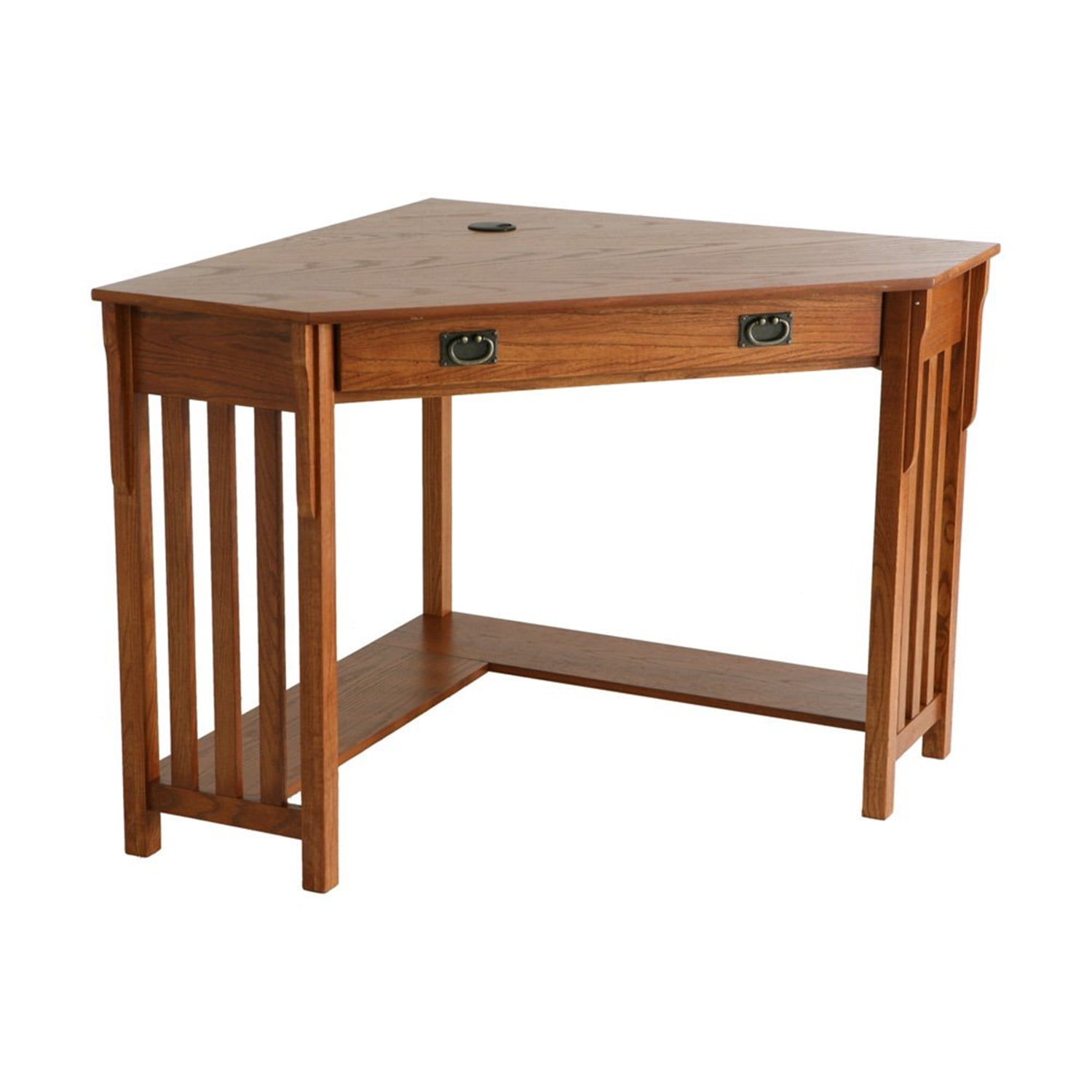 Southern Enterprises Corner Computer Desk in Mission Oak
