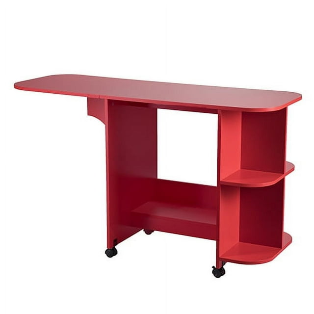Southern Enterprises Expandable Rolling Sewing Table/Craft Station, Universal Style, Farmhouse Red