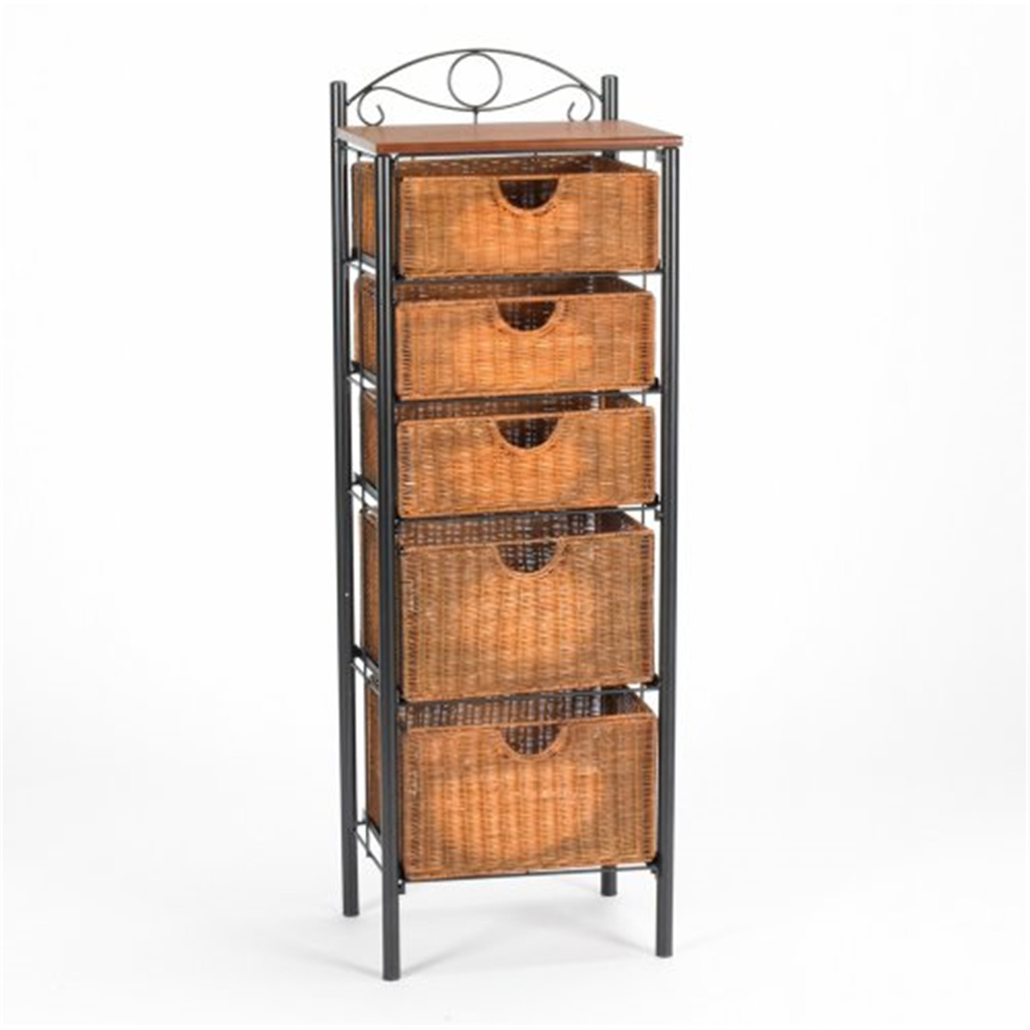 Southern Enterprises Iron and Wicker Five-Drawer Unit - image 1 of 8