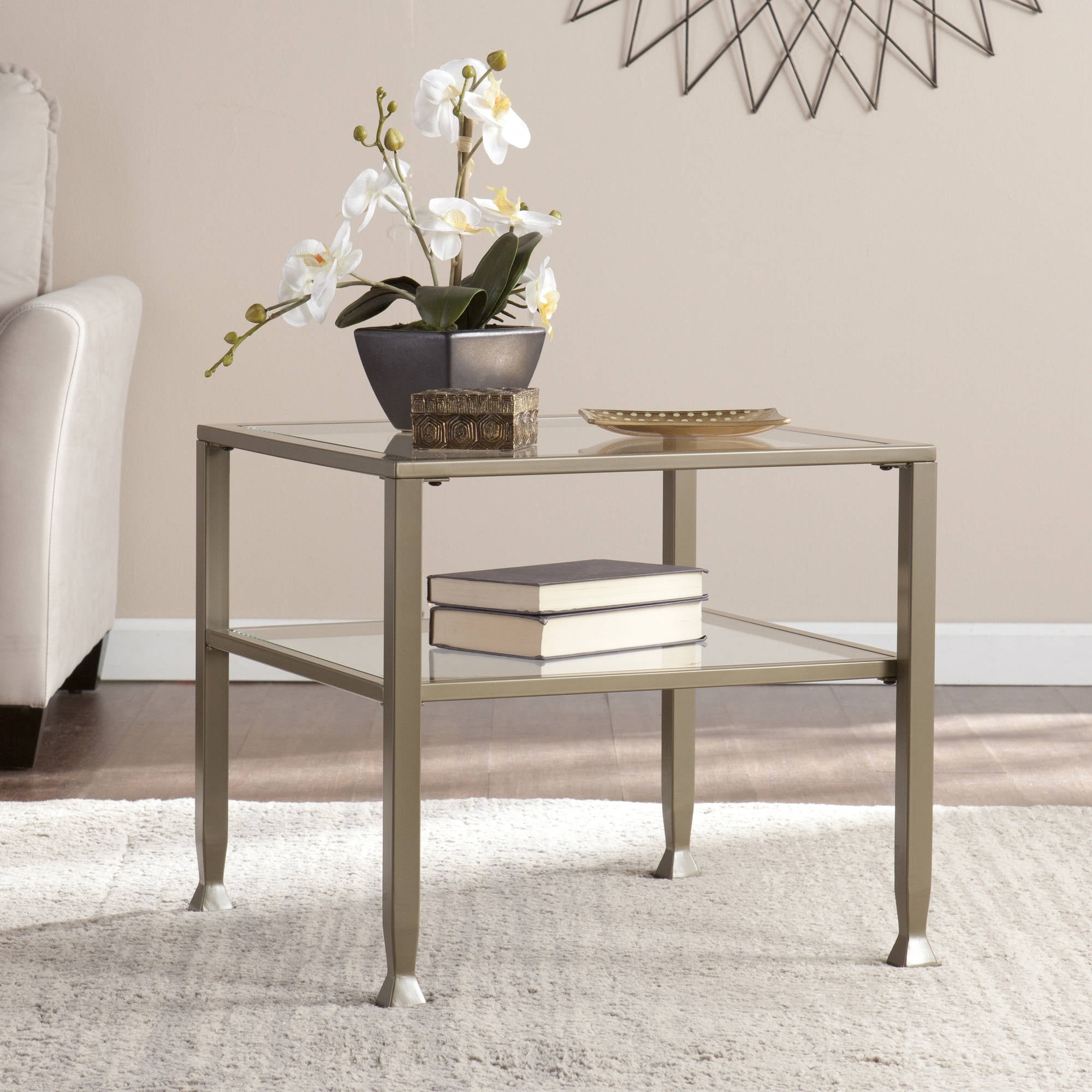 Southern Enterprises Lana Metal/Glass Bunching Coffee Table, Matte