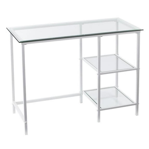 Southern Enterprises Laykin Metal/Glass Student Desk, White