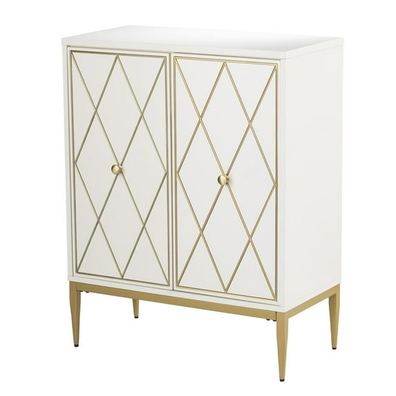 SEI Furniture Marradi Engineered Wood and Iron Bar Cabinet in White