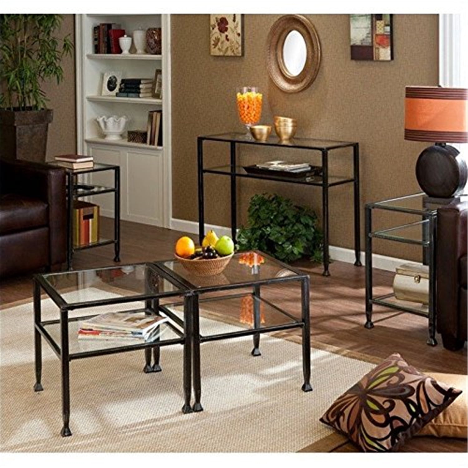 Southern Enterprises Metal Shadow Box Tables 5-Piece Set, Black ...