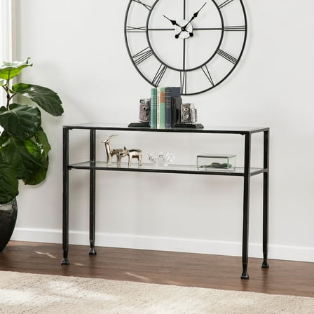 Southern Enterprises Metal Sofa Table, Distressed Black