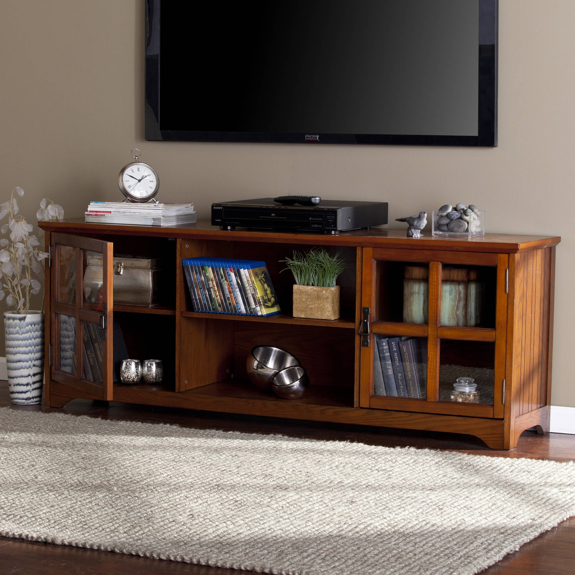 Southern Enterprises Rambion Mission Oak TV Stand for TVs up to 63
