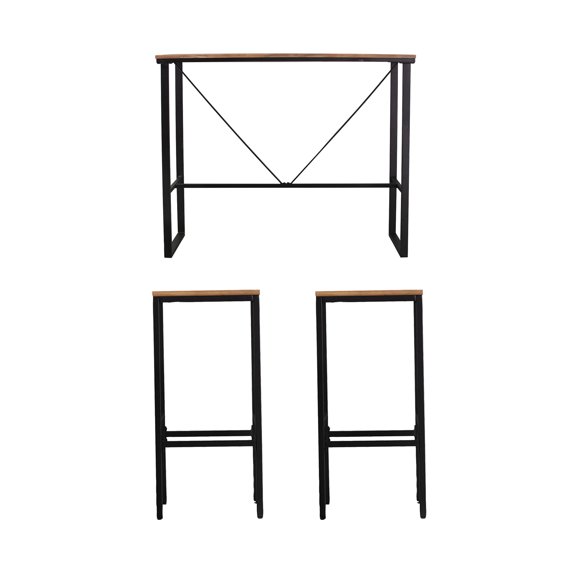 Southern Enterprises Set of 3 Black and Brown Venallo Indoor and Outdoor Space Saving Bar, 41.75"