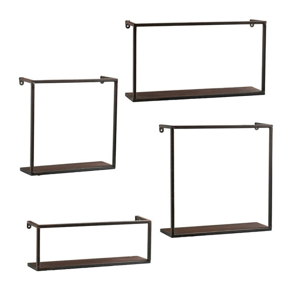 Southern Enterprises Set of 4 Black Solid Rustic Contemporary Wall Shelves 18"