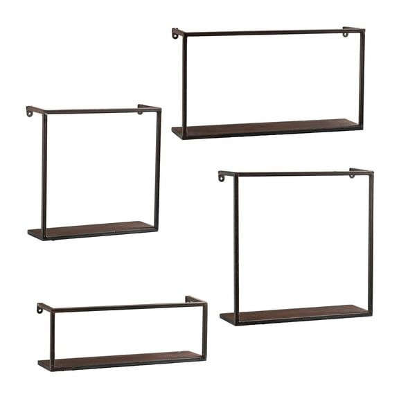 Southern Enterprises Set of 4 Black Solid Rustic Contemporary Wall Shelves 18"