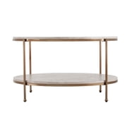 Southern Enterprises Silas 33.25 Round Faux Stone Top Coffee Table in White