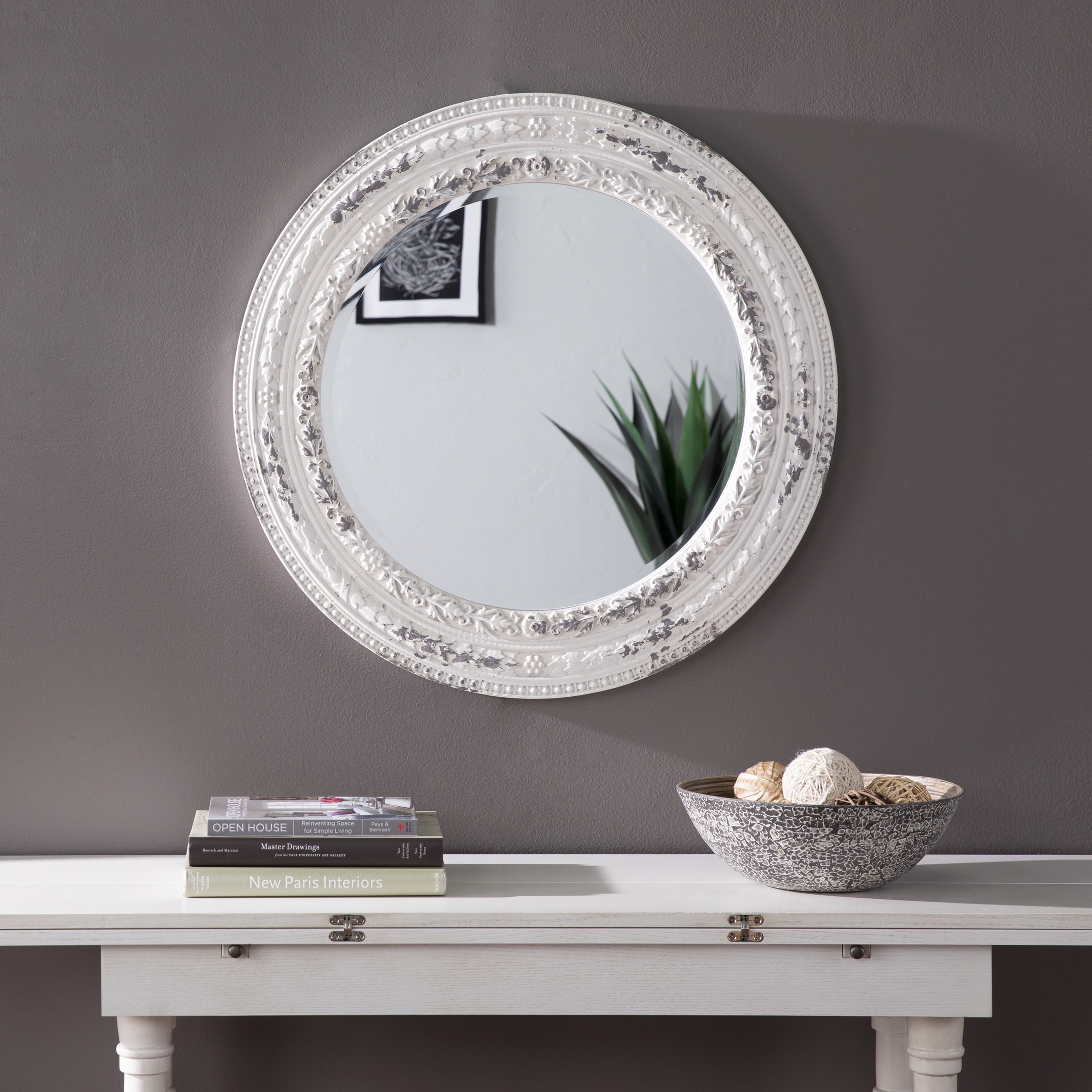 Southern Enterprises Small Round Wall Mirror, Clear