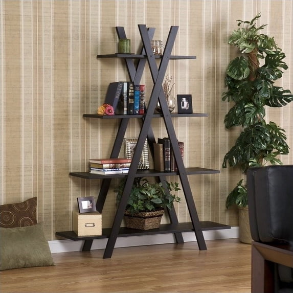 Southern Enterprises "X" Etagere in Black Finish