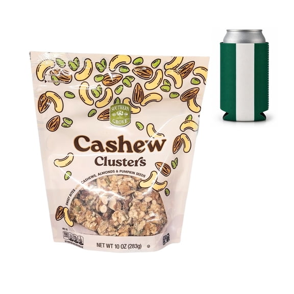Southern Grove Cashew Clusters with Almonds and Pumpkin Seeds, 10oz 1 Pack w/ Can Cooler