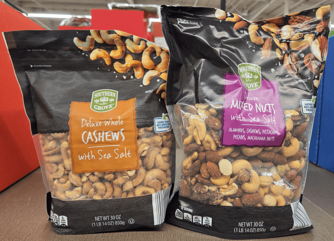 Southern Grove Deluxe Mixed Nuts with Sea Salt and Deluxe Whole Cashews Unsalted (2 Bags)